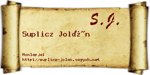 Suplicz Jolán névjegykártya